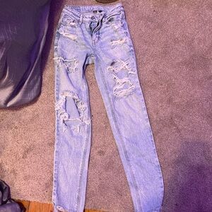 American Eagle Outfitters Light Blue Distressed Skinny Jeans